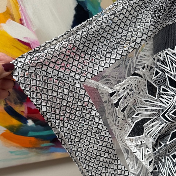 Parker Beach Black and White Geometric CoverUp - Picture 4 of 10